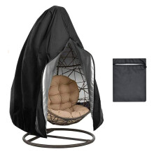 Hanging Chair Cover Outdoor 210D Oxford Fabric Tarpaulin With Zipper Waterproof UV Winterproof Egg Chair Noir 115x190cm