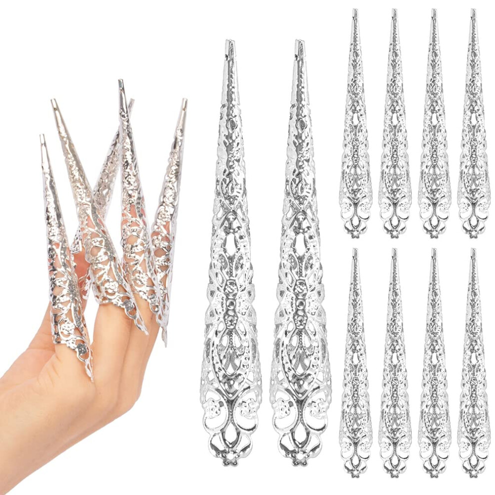 Frightening Finger Nail Tips Rings Antique Queen Costume Claw Nail Rings