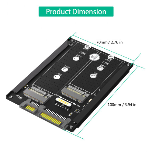 Double M.2 B Key SSDs to SATA3.0 Adapter Card Socket Enclosure 2