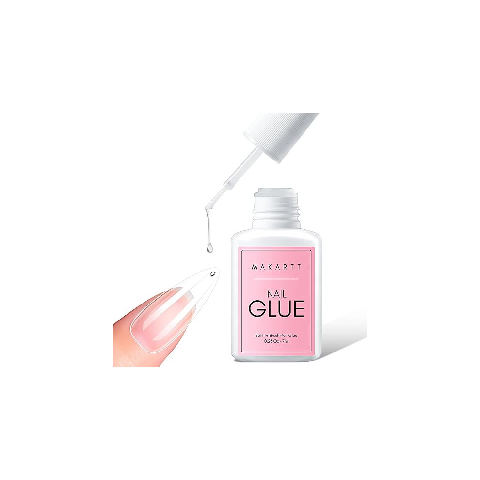 Makartt Extra Strong Nail Glue With Brush 5S Dries Quickly 7Ml Acrylic Adhesive For Nail Tips Fake Nails Repairs