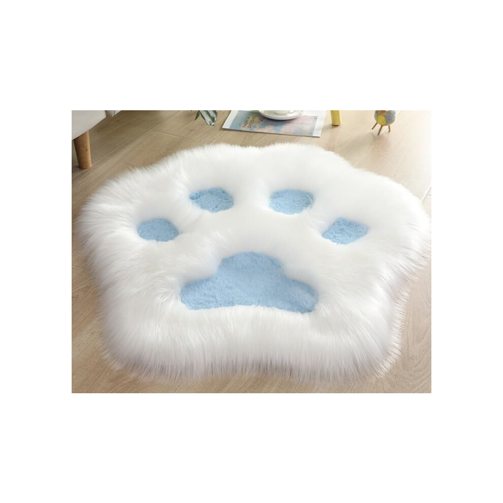 Rug Faux Sheepskin Rug, Washable Hairy Carpet, White And Blue, 70x70 cm Kids Bedroom Rug