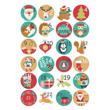48 Pieces Cookie Candy Seal Stickers Gift Packaging Labels Christmas Decor Merry Advent Paper Calendar Stickers Christmas Number Style A