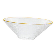Gold Trimmed Glass Bowl Medium Decorative Serving Bowl For Fruits Desserts Salads Dishwasher Safe