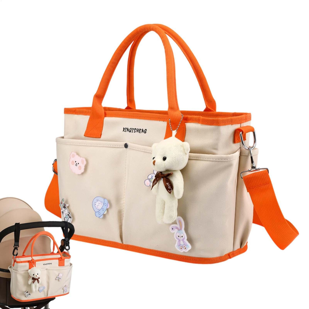 Satchel Bag Large Capacity Diaper Bag For Travel Nursery Storage Lightweight Travel Tote Beige