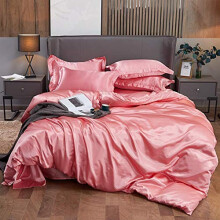Silk Bedding Set Satin Quilt Cover Antibacterial Breathable Fabric Double Bed Size 220x240 Cm End Bedroom Bedding