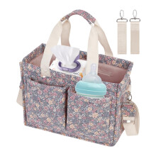 Diaper Bag Tote with Large Storage Capacity, Floral Stroller Organizer for Baby Travel Essentials