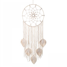Macrame Wall Hanging, Dream Catcher with Soft Feathers and Natural Smooth Beads for Nightmare Filter, Boho Decoration, Ideal for Living Room Home Deco