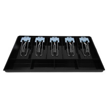 Vassoio organizer di ricambio per registratore di cassa con divisori multipli, pratico design con clip a molla, custodia resistente per contanti per