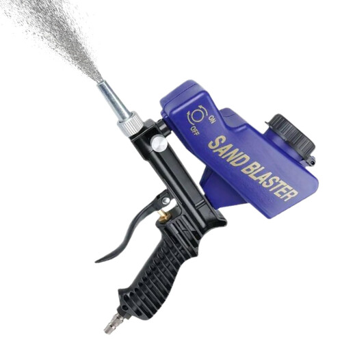 Sandblasting Machine Adjustable Portable Handheld Pneumatic Complete Sand Blasting Kit Blue For Rust Removal