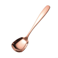 Square Head Stainless Steel Spoons Set Rice Soup Dessert Mirror Cutlery With Smooth Edges Rose Gold Dishwasher Safe