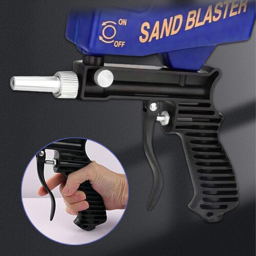 Sandblasting Machine Adjustable Portable Handheld Pneumatic Complete Sand Blasting Kit Blue For Rust Removal 1