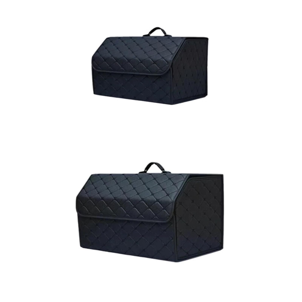 Car Trunk Organizer Box, Large Capacity, Auto Multiuse Tools, Storage Bag, Tidying, Leather, Folding For Emergency( M And L) Black 9426802282429