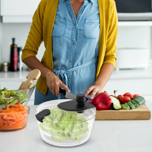 Salad Spinner with Bowl, Large 4L Hand Crank Vegetable Spinner, Easy Clean Split Design 2