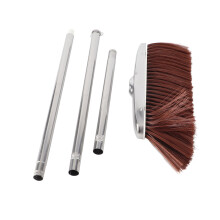 Stainless Steel Broom and Dustpan Set for Home, Durable Polypropylene Angled Head Broom, Color Coded Handle System, Adjustable Broom and Dust Pan with