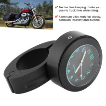 Wasserdichte Motorrad-Lenkeruhr 22/25 mm Befestigung Eingebaute Batterie Schwarz