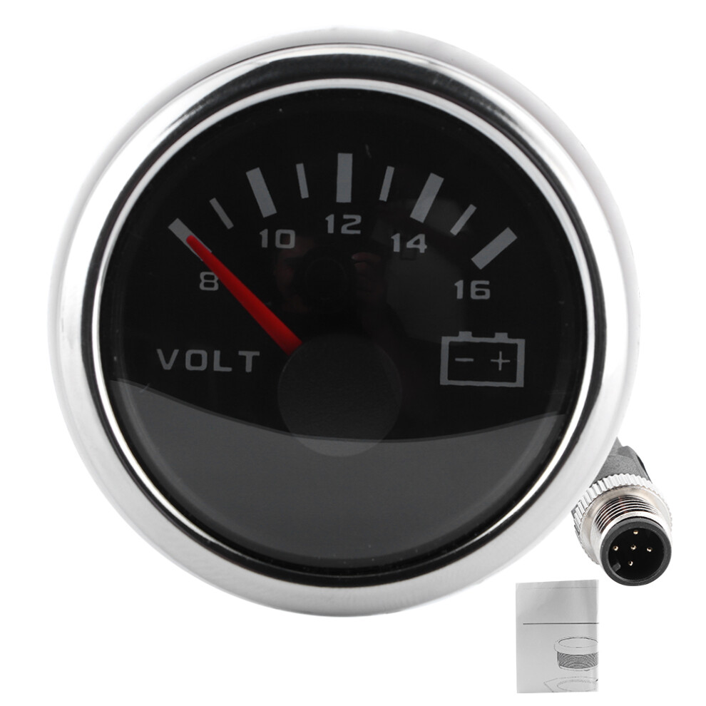 Marine Voltage Gauge For Boats, Waterproof Voltmeter With Anti Vibration Technology And Moving Magnet Pointer, Universal Voltage Meter 8-16V 9009791463354