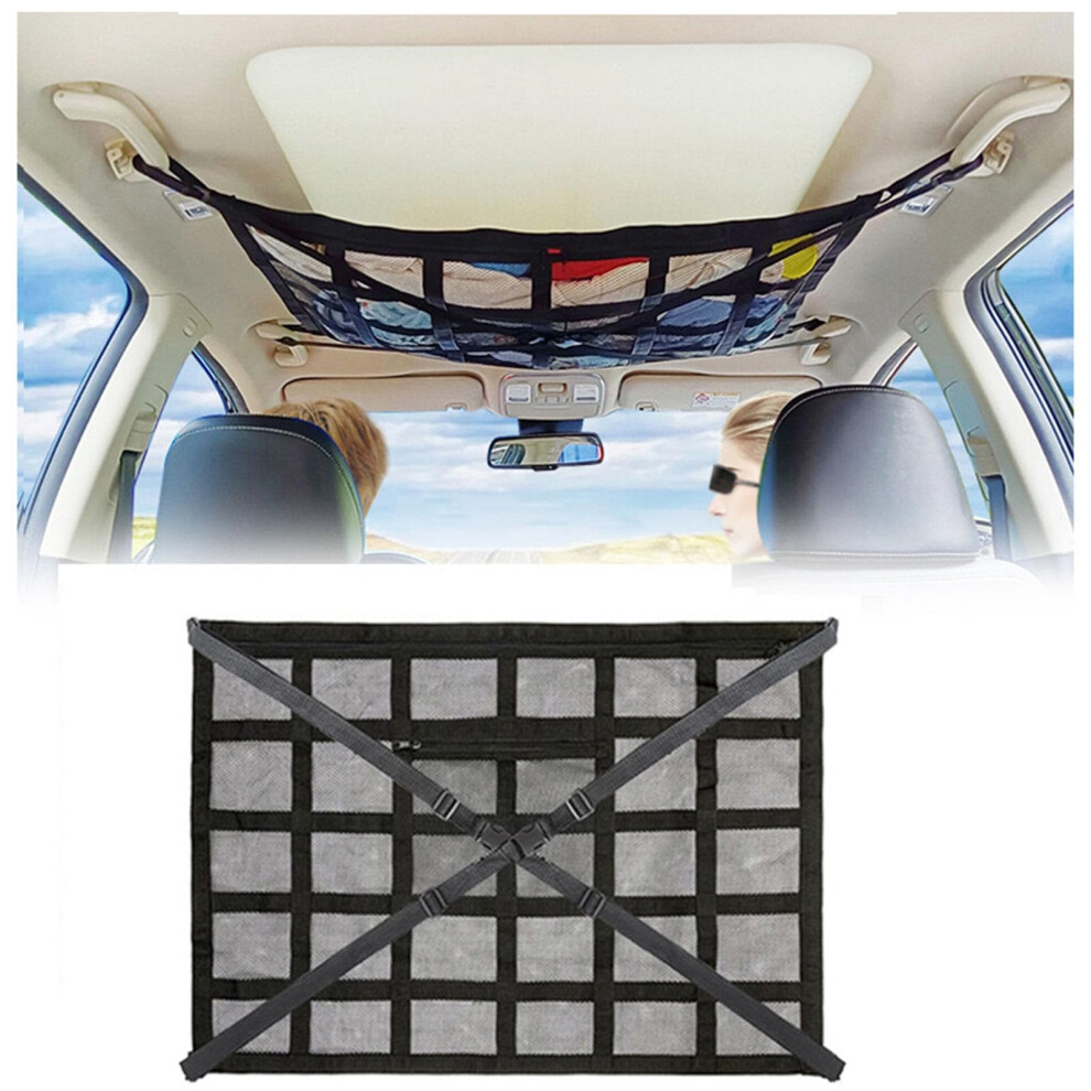 Car Ceiling Cargo Net Pocket Strengthened Loadbearing For Kia Stonic Yb/Kx1 2018, Mesh Roof Storage 90X65 Cm 9189345387562