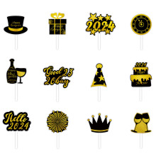 Sun Cupcake Toppers Boho Style, Decoration Set for New Year's Party, Cake Topper with Officially Licensed Golden Ticket Cupcake Picks, High Quality Ca