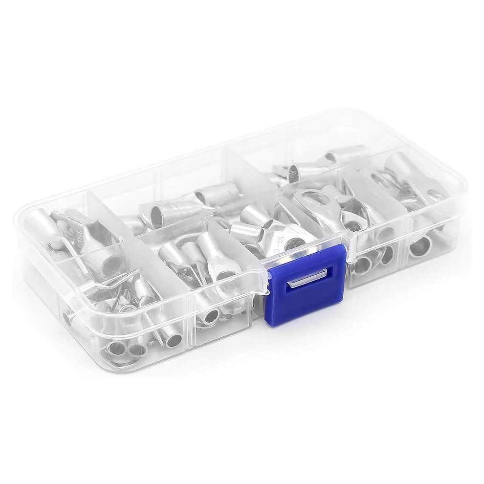 Multi-Sized Connector Kit, Heavy Duty Wire Lug Tinned Copper Terminals For Marine Automotive Applications, 60Pcs Heavy Duty Connectors 9128293334112