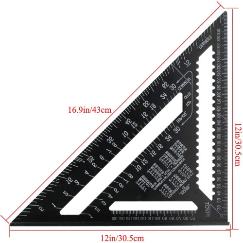 Construction Grade Triangle Ruler, Aluminum Alloy Multi-function Measuring Tool With High Precision Scale, Wide Versatility, Durable And Corrosion 1