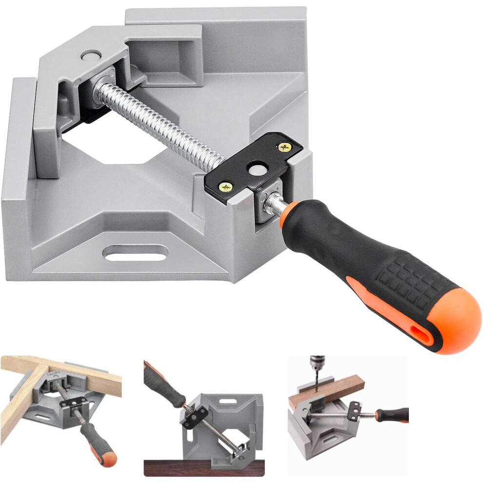 Versatile Use 90 Degree Clamp, Ergonomic Tpr Coated Handle Woodworking Tools With Die-Casting Construction, For Carpentry Welding Doweling Nailing 9128293699914