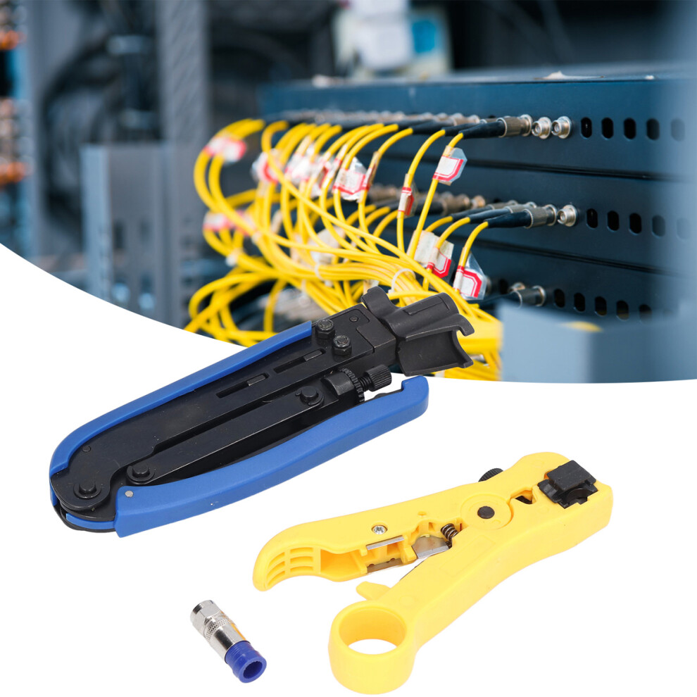 Coax Cable Crimper Tool Kit Coaxial Compression Tool Coaxial Cable Stripper Ergonomic Handle Durable Compression Connectors For Audio And Video Fields 9128293333955
