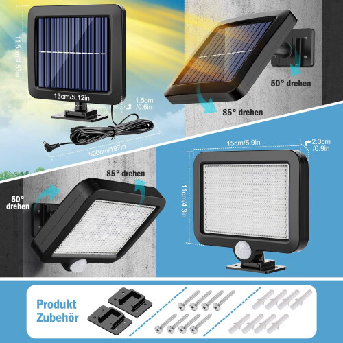 Outdoor Solar Motion Lights, Practical Split Design, Separated Solar Panel Design For Optimal Energy Storage, High Quality Lighting, Upgraded PIR 1