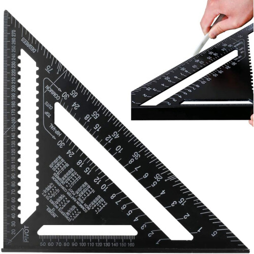 Triangle Ruler, Aluminum Alloy Measuring Tool For Construction Projects, High Precision With Clear Scale, Wide Versatility, User-friendly, Durable,