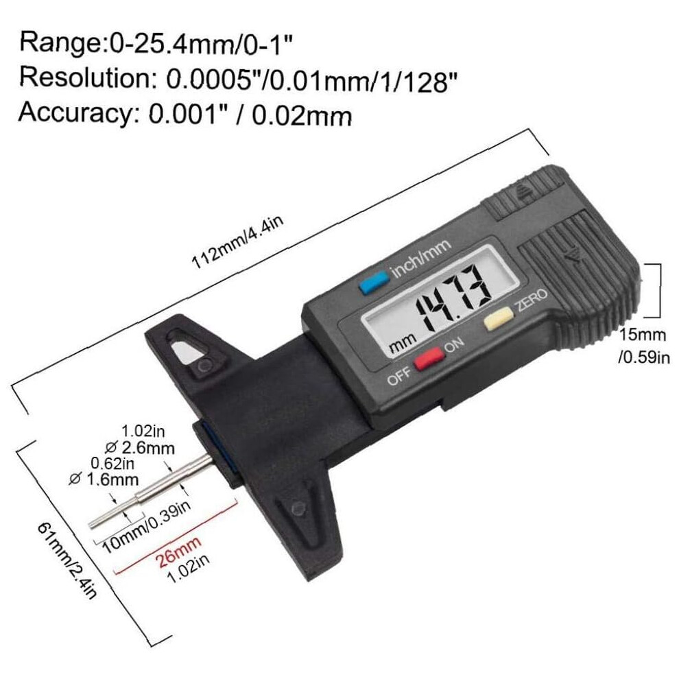 Checker Tire Tester For Vehicles, Digital Display Gauge With Easy Conversion, Sturdy Plastic Case Ensures Durability And Portability, Measure Tool 9128293848077