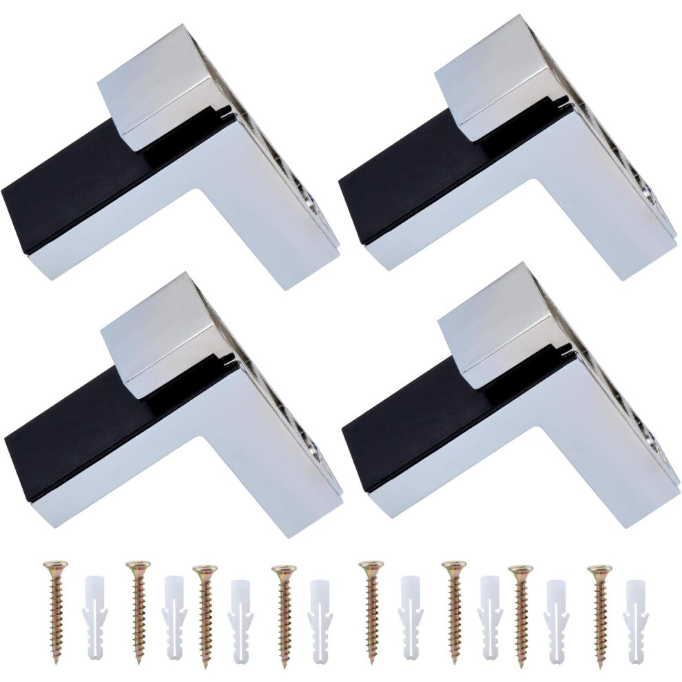 Sturdy Durable Zinc Alloy Glass Shelf Bracket, Sleek Decorative Appearance Functional Stylish Design For 5-30Mm Thickness Shelf, 4Pcs 9128293732840