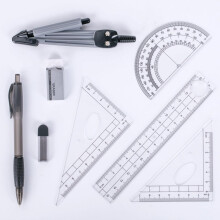 Základní matematické nástroje, sada geometrických kompasů s nerozbitnou úložnou krabicí a grafickým kompasem pro studenty, učitele a