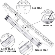 Régua de medição de precisão, régua de rolo transparente, ferramenta de desenho versátil para arquitetos e artistas, com furos circulares e