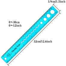 Flexibles Lineal-Set, strapazierfähiges elastisches Kunststofflineal, 12 Zoll (30,5 cm) langes Lineal für Kinder und Erwachsene, ideal für