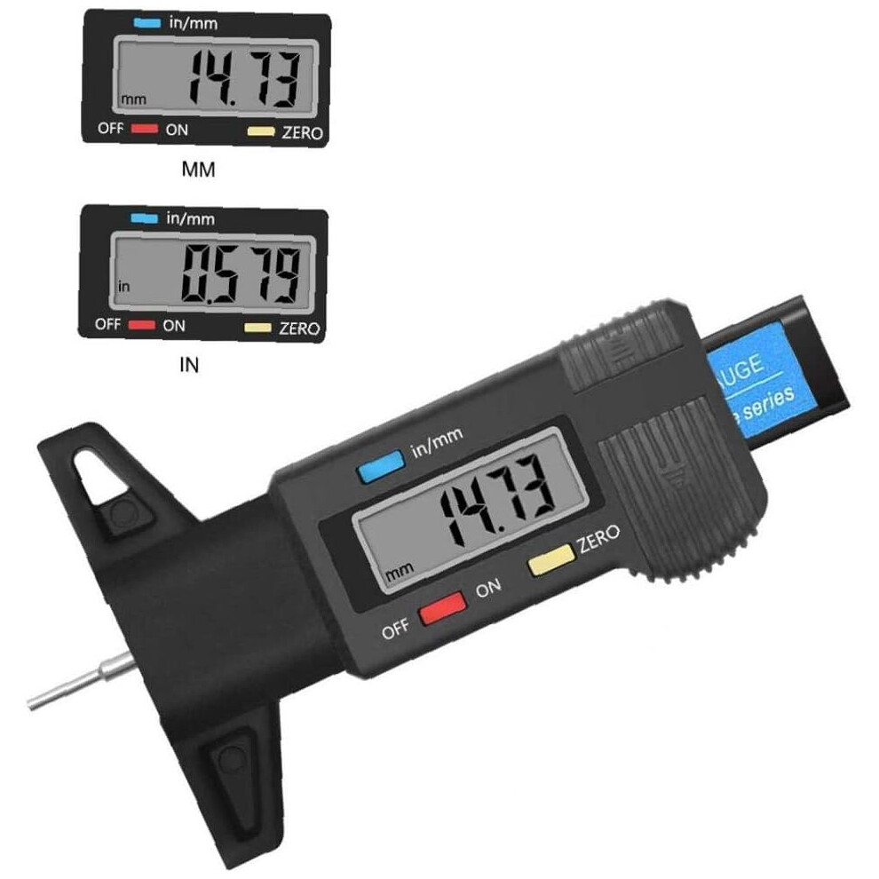 Tire Depth Gauge, Checker Tire Tester With Lcd Digital Display, Measure Tool For Easy Inch Mm Conversion, Portable And Resistant Design Ideal For 9128293708050
