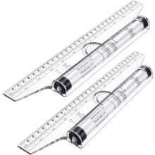 Solução inovadora para desenho técnico: transferidor/régua rolante portátil e transparente em plástico, ideal para traçadores paralelos e