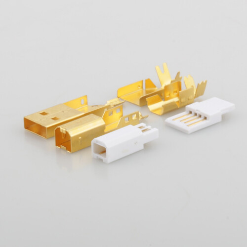 Connecteurs de fiches de soudage plaqués or USB, Type A + B, 2