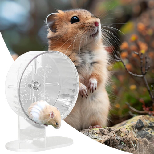 Silent Hamster Wheel, Adjustable, Transparent Design, 18 cm, for Small Animals 1