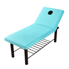 Massage Table Bed Fitted Sheet Blue Brushed Fabric Universal Rubber Band Spa Cover 190x70cm