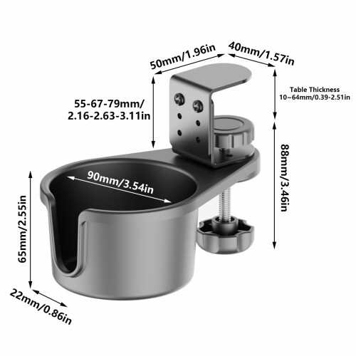 Pince rotative sur les porte-gobelets de bureau avec support 1