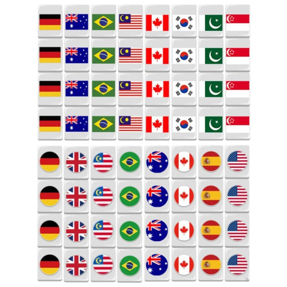 64 Tiles, Board Games, Flag Pattern, Mahjong Game, Mahjong Tile Set, Family Party Supplies for Home, Festival, Party-image-OPC-PP6HYVH-NEW