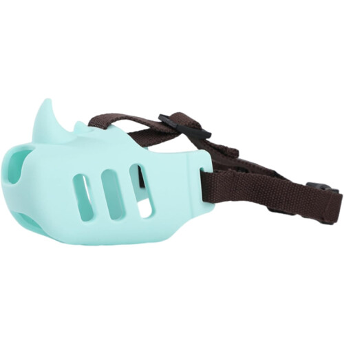 Adjustable Dog Muzzle for Large Breeds, Breathable Soft Fabric, Bite Prevention, Sky Blue L 2