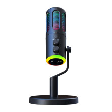 USB Microphone for PC, Noise Cancellation, RGB Gaming Mic, Adjustable for Recording