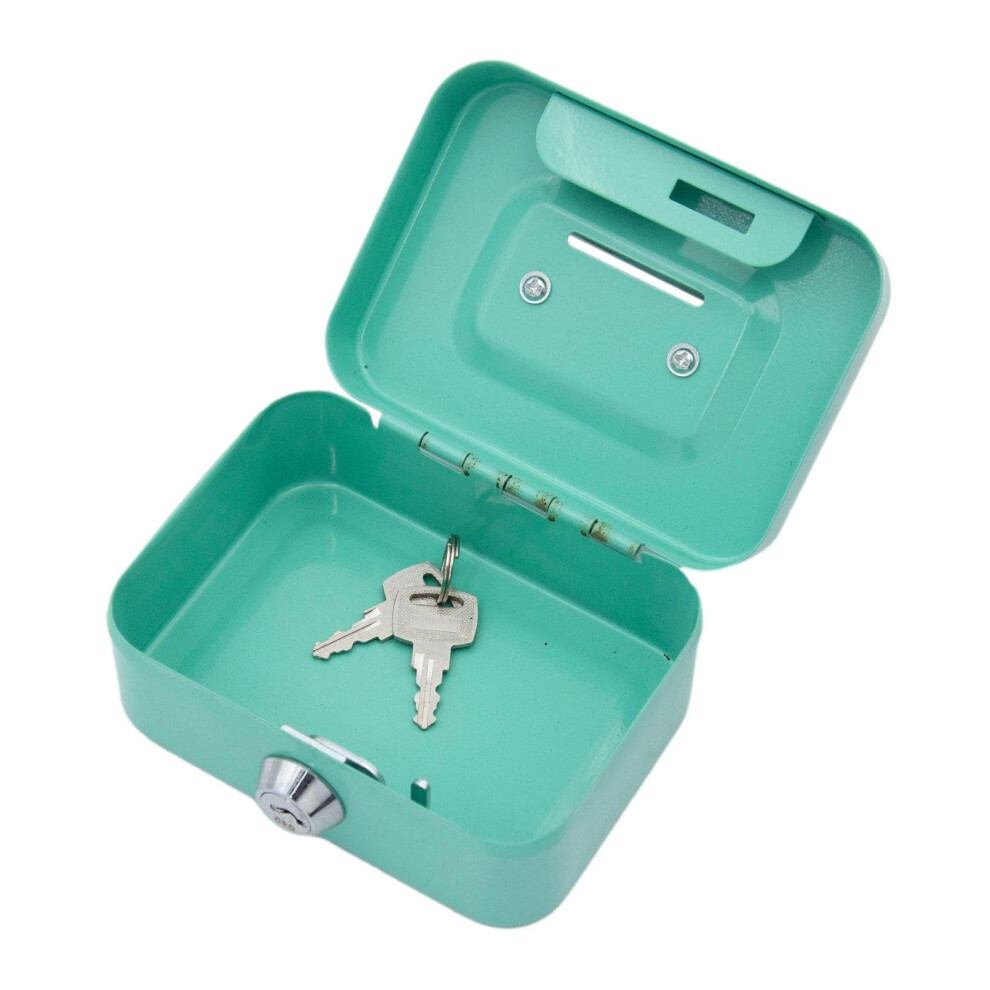 Money Metal Cash Box With Key Lock, Safe Deposit Box Metal Coin Bank, Portable, Sturdy For Coin Collection In Daily Sales, Green 9426802283266