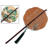 Antique Styles Bamboos Fan Waist Fan Round Foldable-lan lace