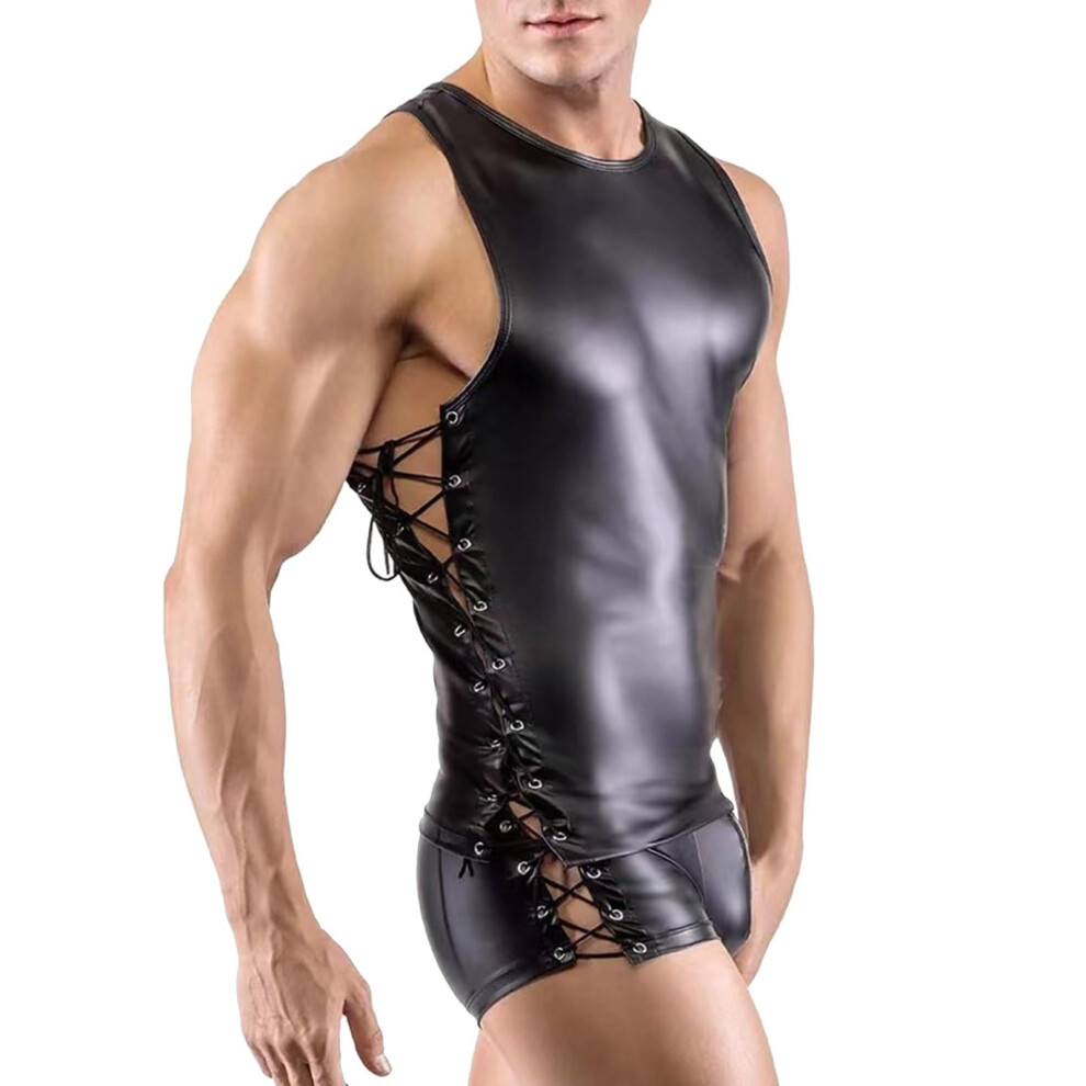 Black Men's Lingerie Sex Underwear Sm Outfit Leather Shorts Halloween Costume M