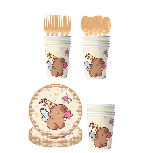 10Pcs Disposable Cutlery Paper Plates Cup Fork OR Spoons-k 1