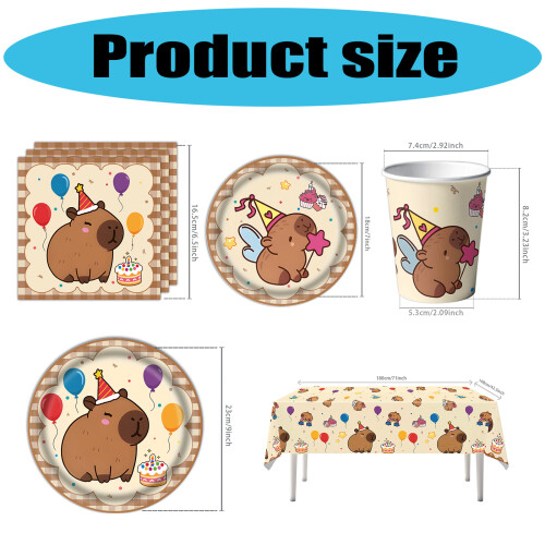 Capybara Printed Cups Decorative Hanging Flags Tablecloth Dishes 2