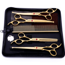 Pet Grooming Scissors Set, 4 Pieces Stainless Steel Blade, Dog Grooming Scissors with Round Tip, Cutting Scissors, Thinning Scissors for Dogs and Cats