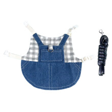 Linen Pet Set Soft Fabric Adjustable For Pets Gray And Checkered M Easy On And Off
