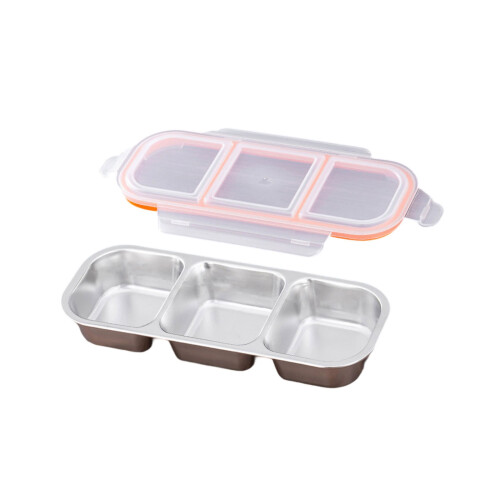 Stainless Food Snacks Container Compartment Storage For-2